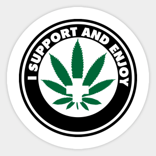 I Support And Enjoy Pot Leaf Logo Sticker